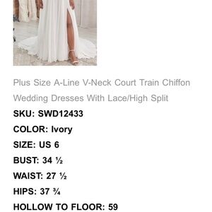 A-Line V-Neck Court Train Chiffon Wedding Dresses With Lace/High Split